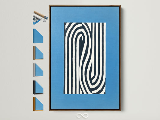 Blue and white minimalist geometric print
