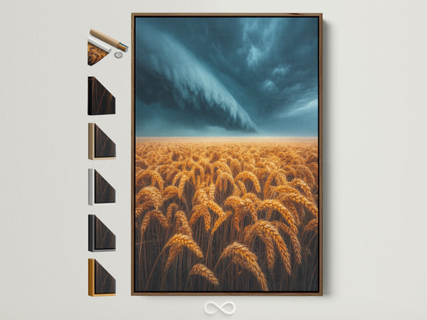 Golden Wheat Field canvas print with dramatic sky