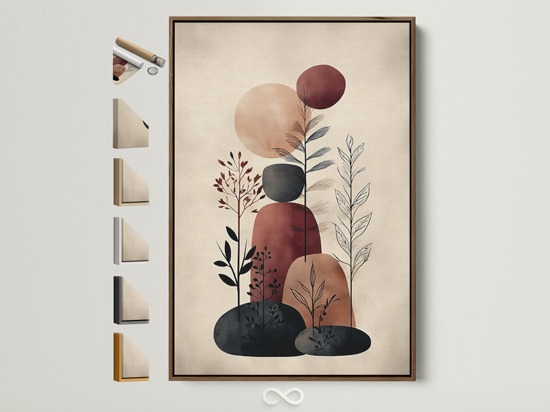 Abstract plant shapes in earth tones