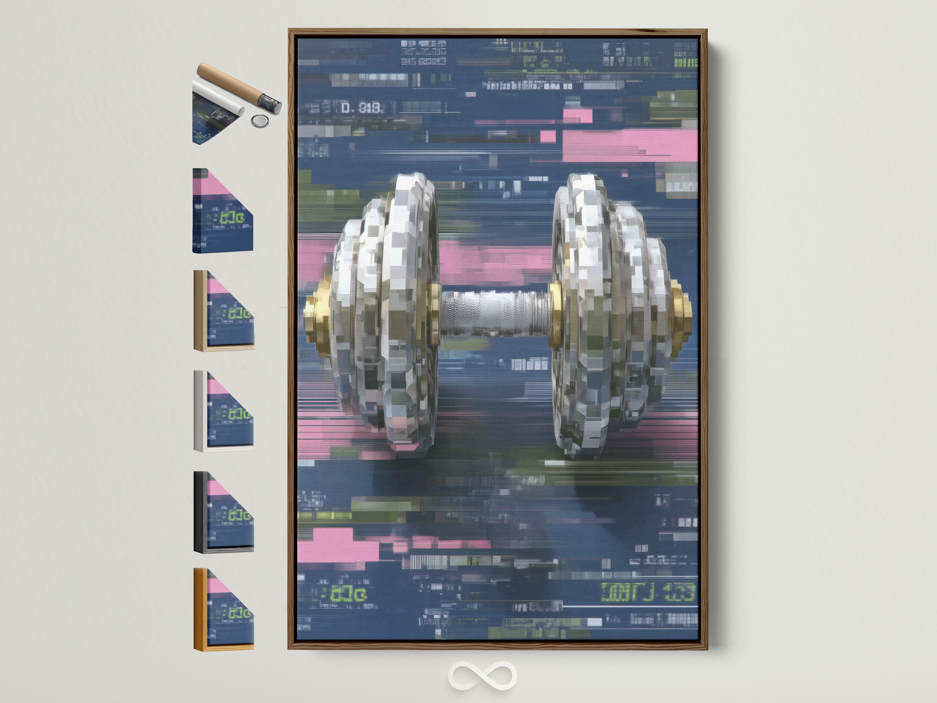 Glitch Art Dumbbell Canvas Print by Artoholica
