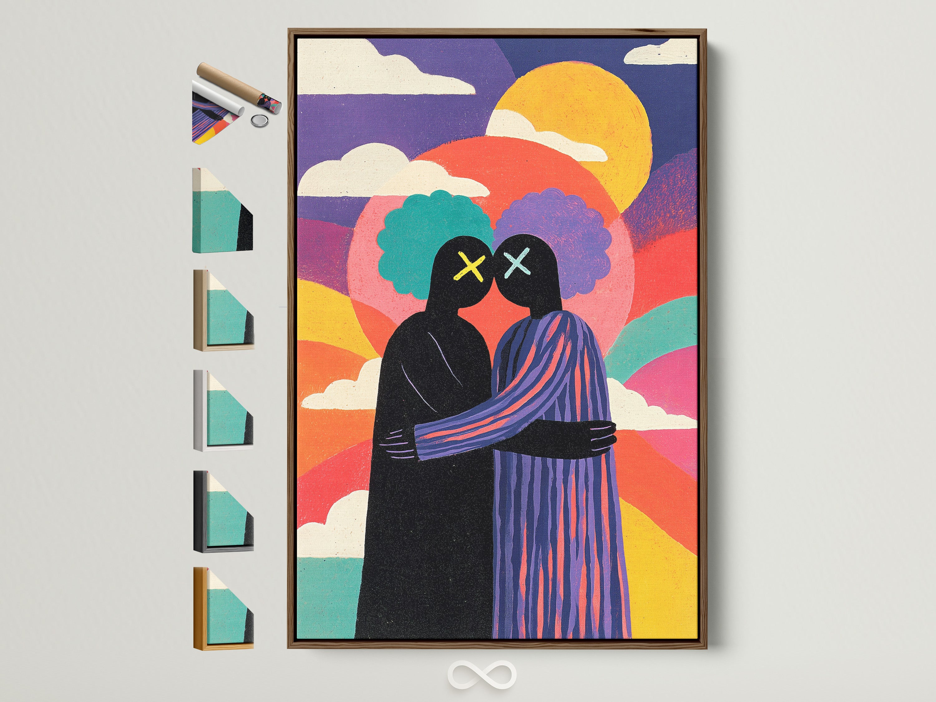 Abstract Couple — sunset, brown frame