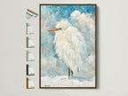 Explore frame options for your Heron coastal bird artwork. This brown frame displays available styles. Find the perfect match for your beach house decor. See art options now
