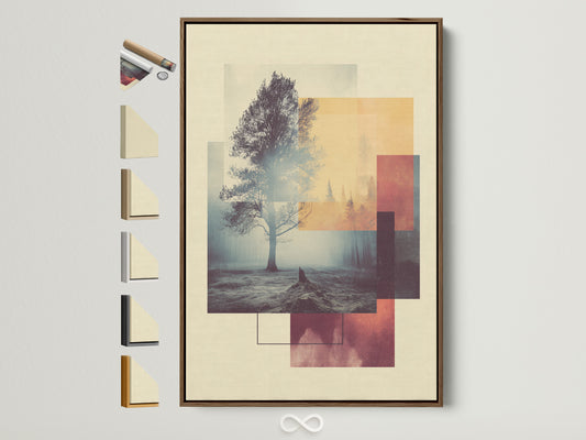 Brown frame with frame options. The artwork is displayed in a brown frame. Various frame options are showcased. The options include different colors and styles. Find the perfect frame for your art. This frame enhances any space with its natural tone and clean lines. It brings warmth and sophistication.