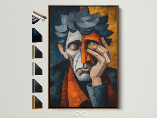 Artwork in a brown frame. All available frame options are displayed. Consider this art piece for your home. See all the frame options on the side. Different color frames to accommodate your needs. Decorate your house with beautiful art pieces.