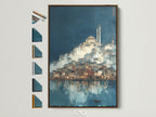 Istanbul Cityscape artwork in a brown frame. This Turkish architecture wall art adds a vintage touch to any space. See all available frame options for this stunning city canvas print perfect for office wall decor.