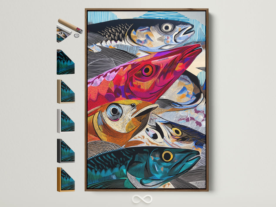 Colorful abstract fish in close-up composition