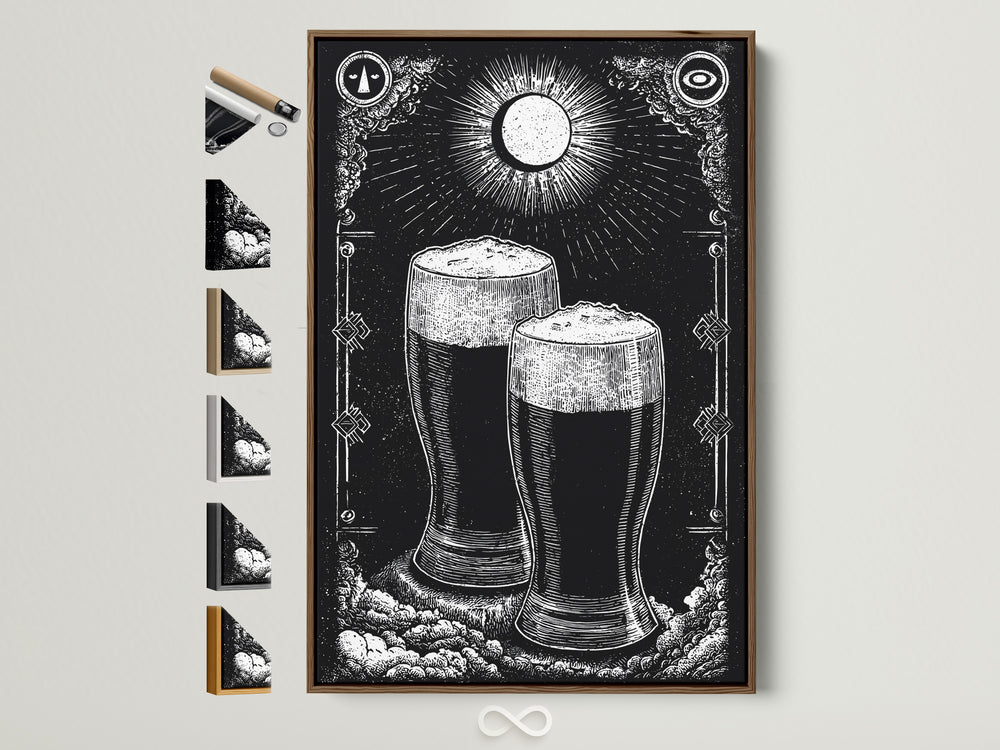 Brewery Wall Art — Artoholica Black and white brewery art with two dark beer pints