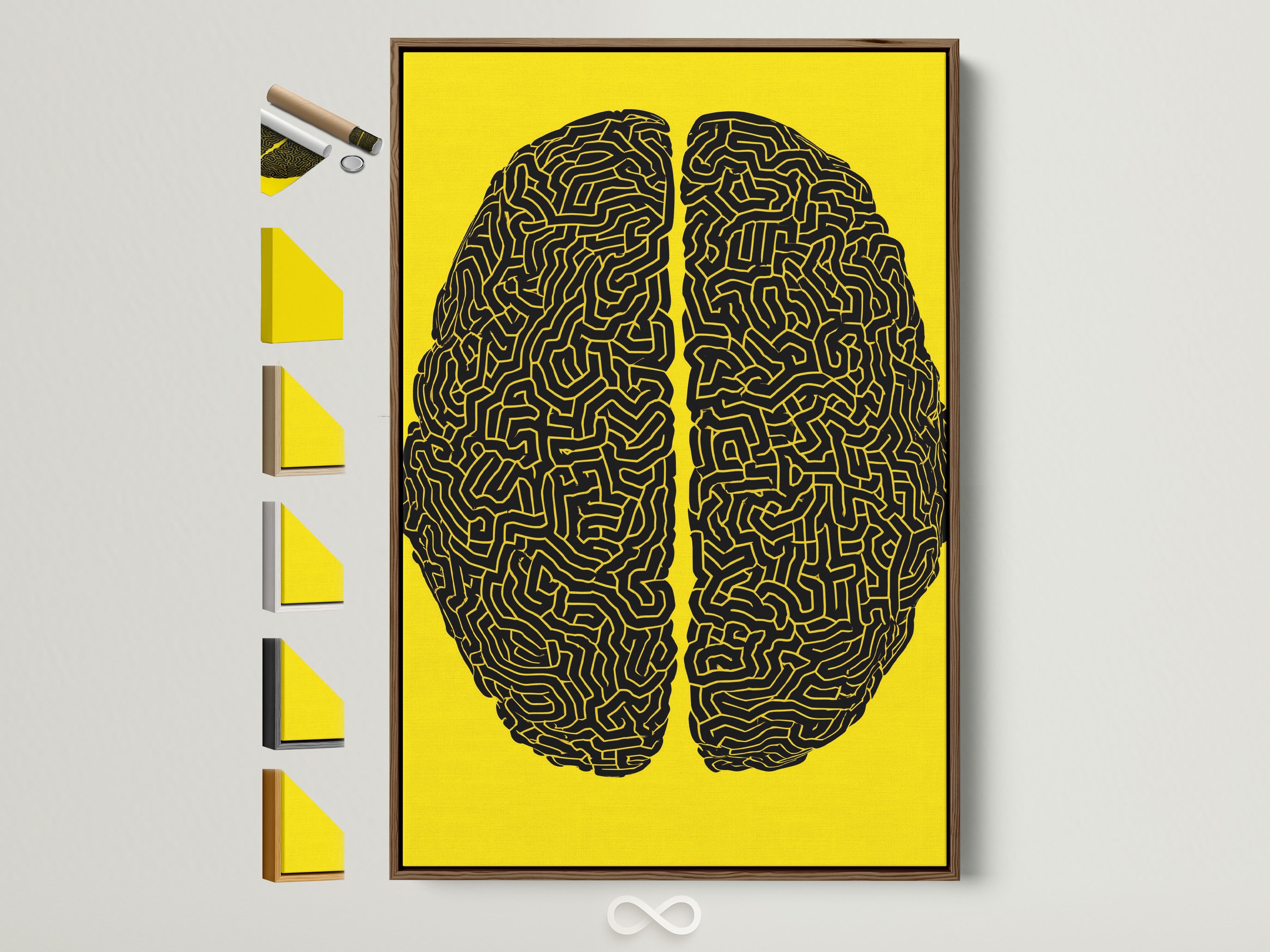 Brain Maze yellow and black graphic print for corridor or staff areas.