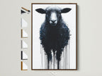 Black Sheep Art Print - Modern Farmhouse Wall Art, Minimalist Animal Painting, Contemporary Home Decor, Dripping Paint Style