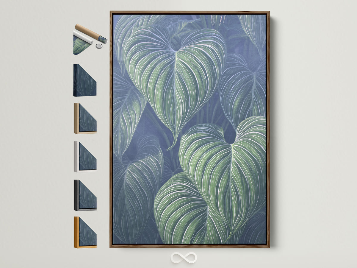 Botanical Leaf Canvas Art Print Botanical Leaf Canvas Art Print - Green & Blue Foliage