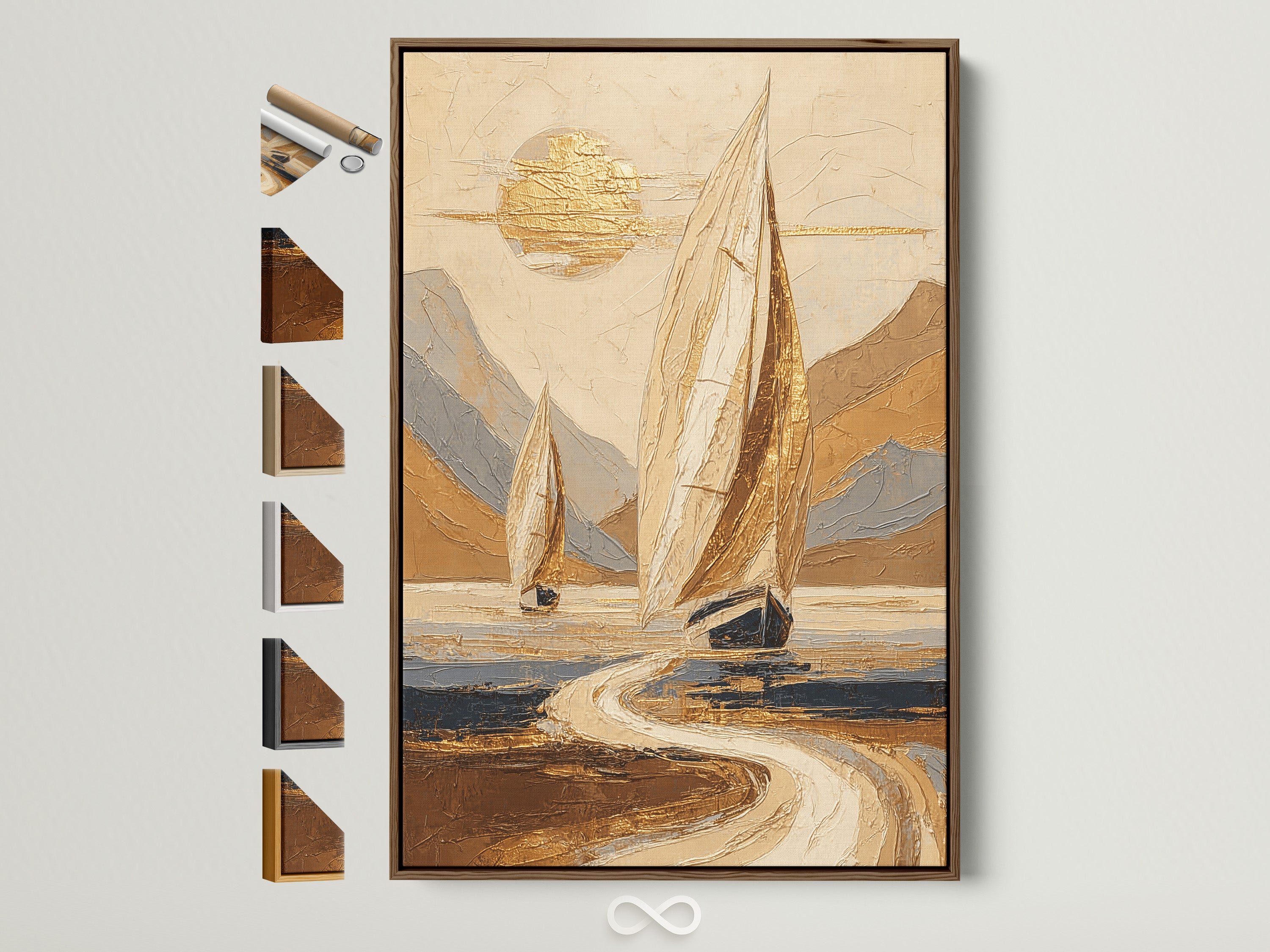 Sailboat Abstract Art - Nautical Wall Decor, Ocean Landscape Painting, Coastal Home Art, Beach House Decor, Maritime Print