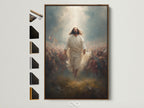 Elevate your space with Jesus Christ artwork. See the brown frame option. Many frame choices are available. Find the perfect frame to complement this religious decor. Ideal for church office art or Christian home decor. A spiritual gift print that inspires faith.