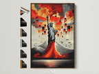 Explore framing options for the Statue of Liberty artwork. The brown frame is displayed on a wall. See other frame colors on the side. Find the perfect frame to complement your modern wall art. Elevate your space with American artwork.
