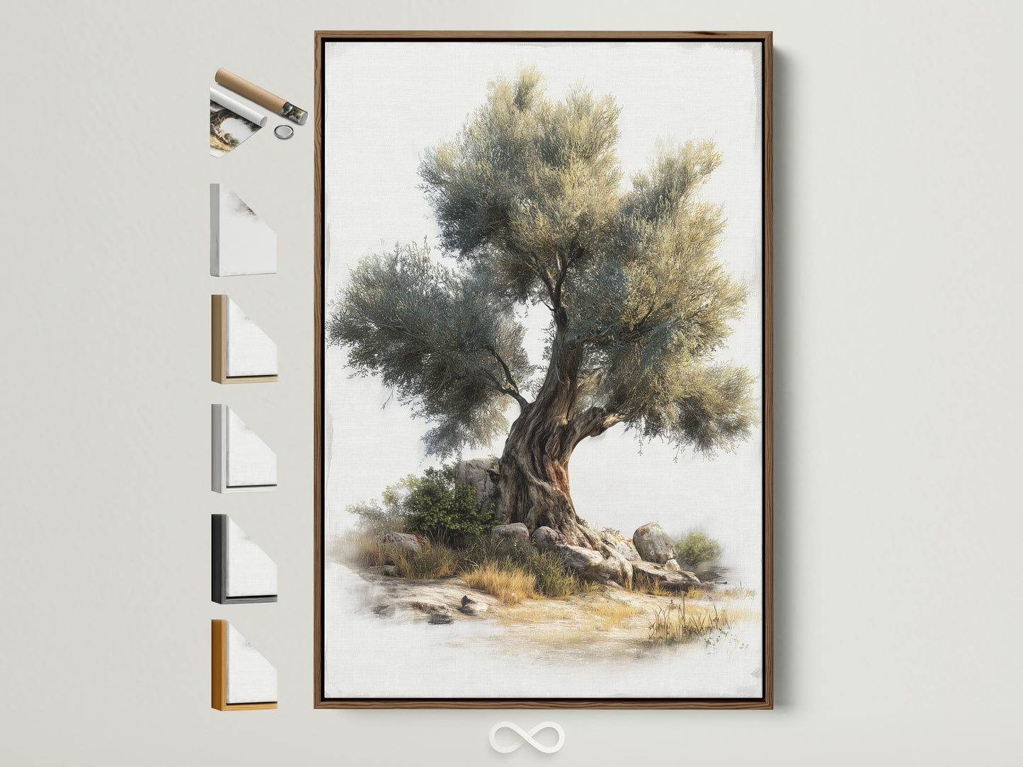 Ancient Olive Tree Canvas Ancient olive tree—sun‑washed Mediterranean landscape