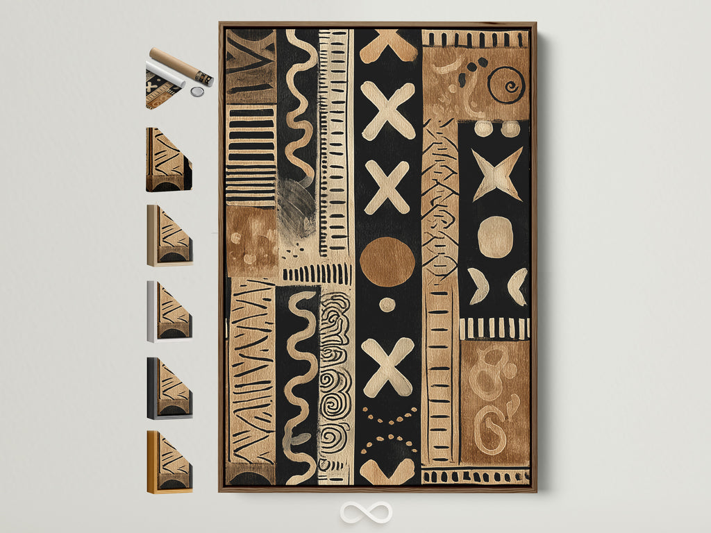 Framed art options are displayed. See the brown frame with different frame choices. A variety of frame styles are shown. Find the perfect frame to complement your artwork. Explore framing possibilities for a unique look.