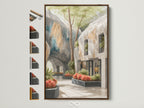 Architectural Atrium artwork with a brown frame adds warmth. See all frame options available. The botanical garden wall art brings a modern touch to any space. Perfect for office decor or a plant lover's gift. This sunlit courtyard print creates a peaceful atmosphere.