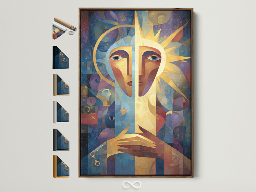 Explore framed artwork options. This image showcases a brown frame. See all frame choices side by side. Find the perfect frame to complement your art. Add a touch of elegance to your walls. Choose your favorite frame style today