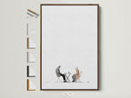 Elevate your space with minimalist wall art. This artwork features an elderly couple enjoying coffee. It is framed in a warm brown tone. Explore frame options to complement your style. Discover the perfect art for your coffee shop or dining area. Neutral tones create a calming atmosphere.