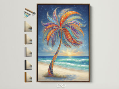 Boho palm tree sunset canvas print