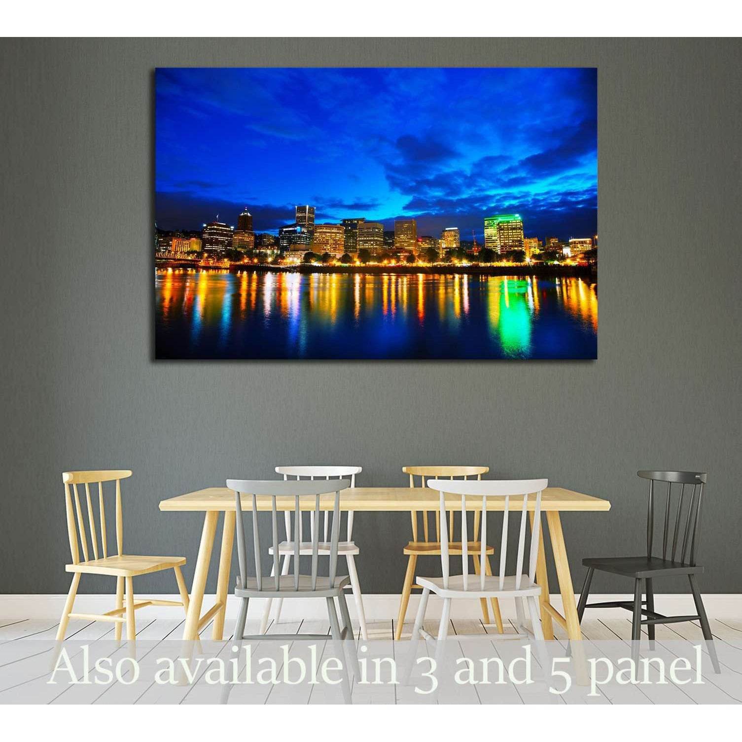 Downtown Portland, Oregon cityscape at the night time №2175 Ready to Hang Canvas PrintCanvas art arrives ready to hang, with hanging accessories included and no additional framing required. Every canvas print is hand-crafted, made on-demand at our worksho