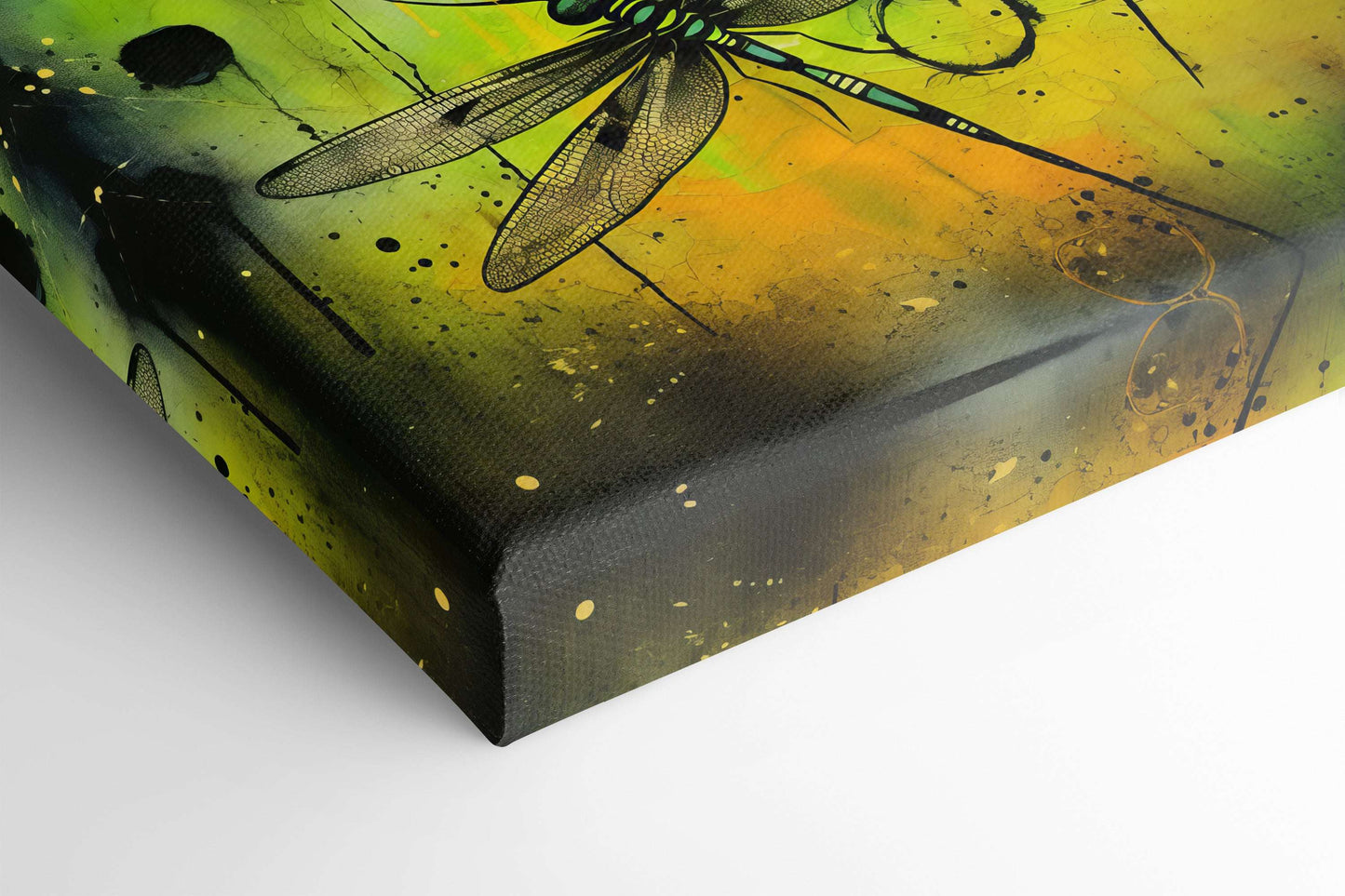 Dragonflies on Lime Green - Canvas Print - Artoholica Ready to Hang Canvas Print