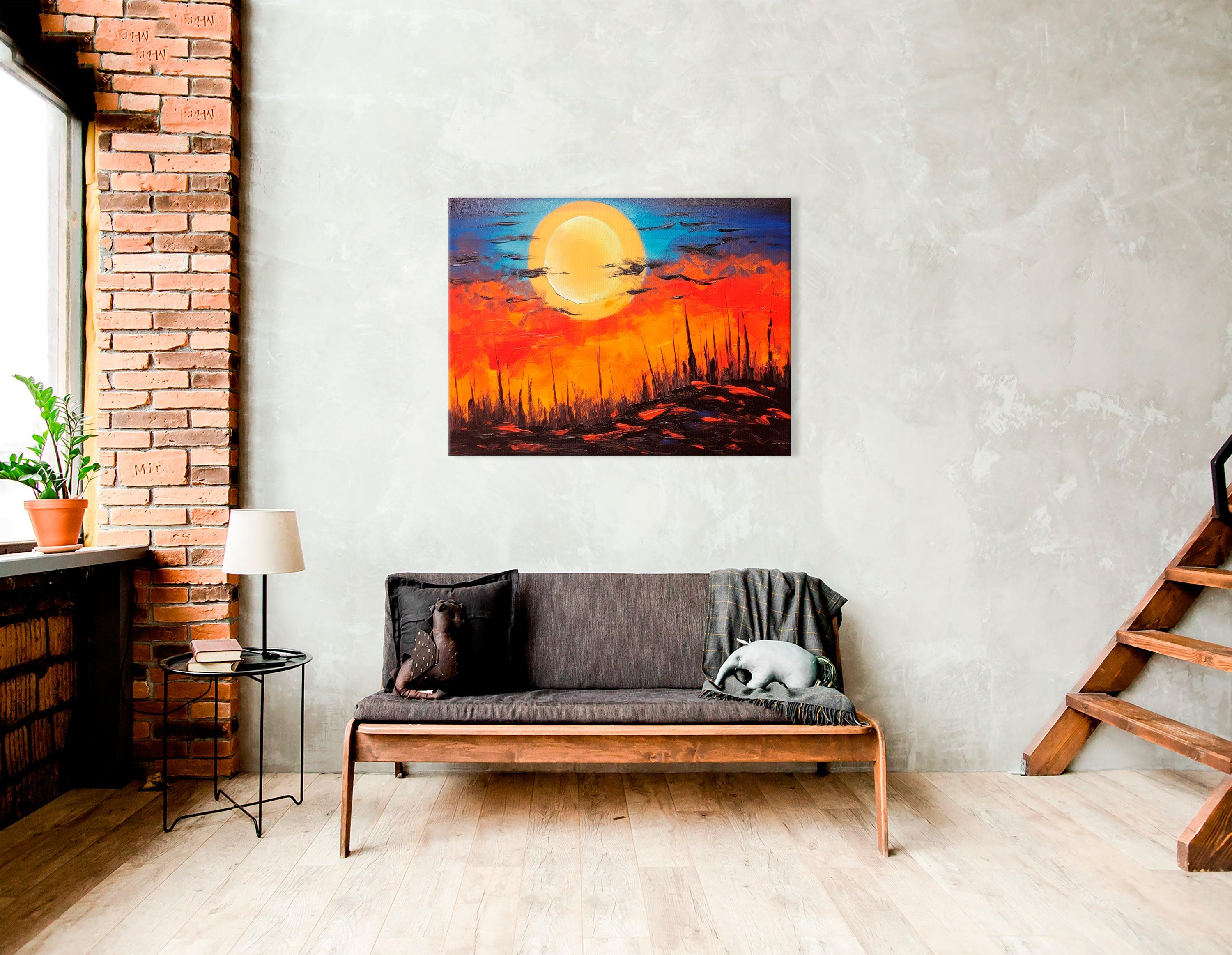 Dramatic Alien Sunset in Desert - Canvas Print - Artoholica Ready to Hang Canvas Print