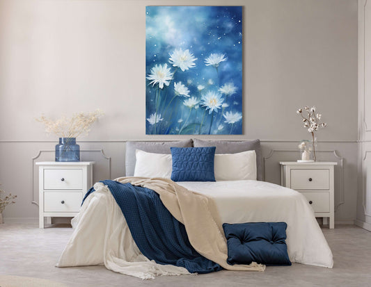 Dreamy Starry Night Flowers - Canvas Print - Artoholica Ready to Hang Canvas Print