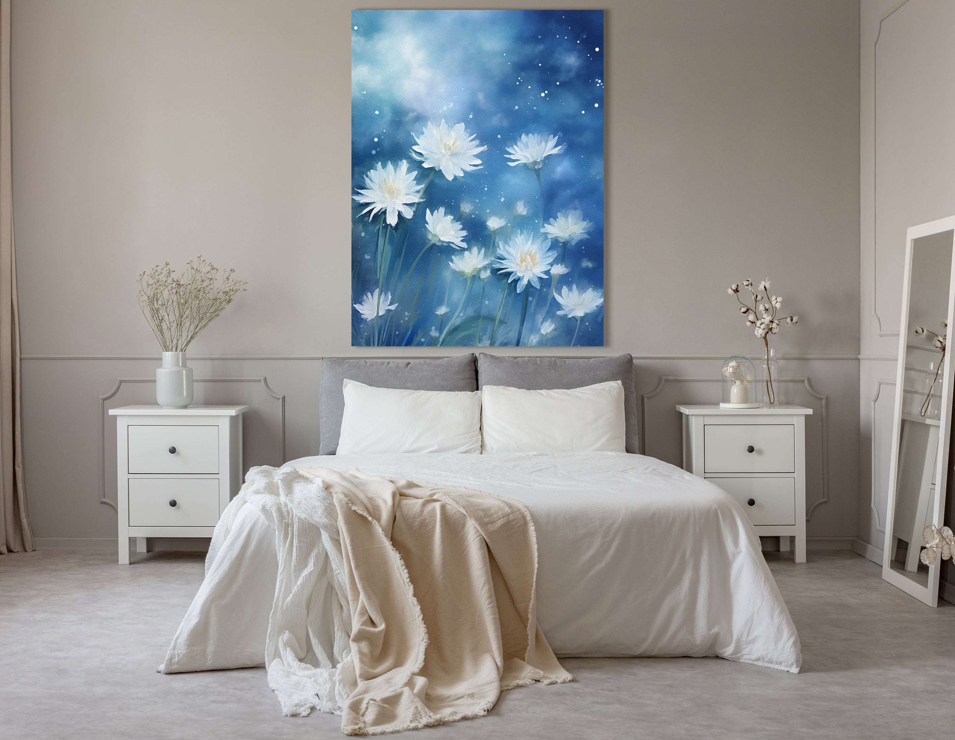 Dreamy Starry Night Flowers - Canvas Print - Artoholica Ready to Hang Canvas Print