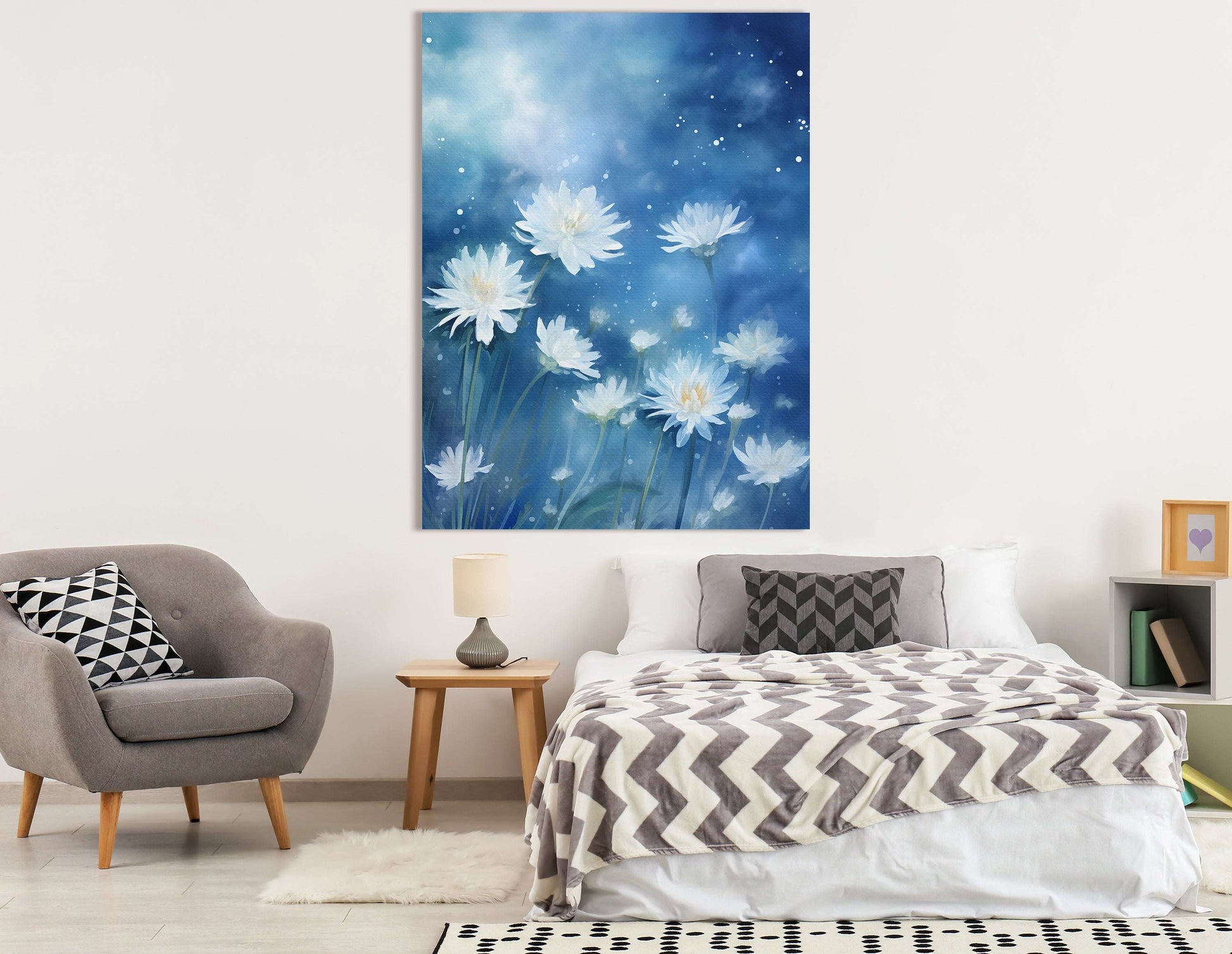 Dreamy Starry Night Flowers - Canvas Print - Artoholica Ready to Hang Canvas Print