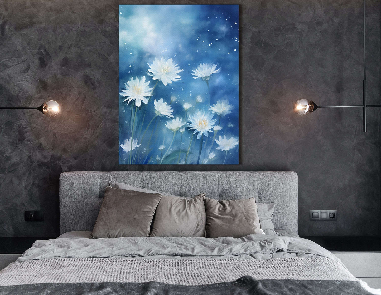 Dreamy Starry Night Flowers - Canvas Print - Artoholica Ready to Hang Canvas Print