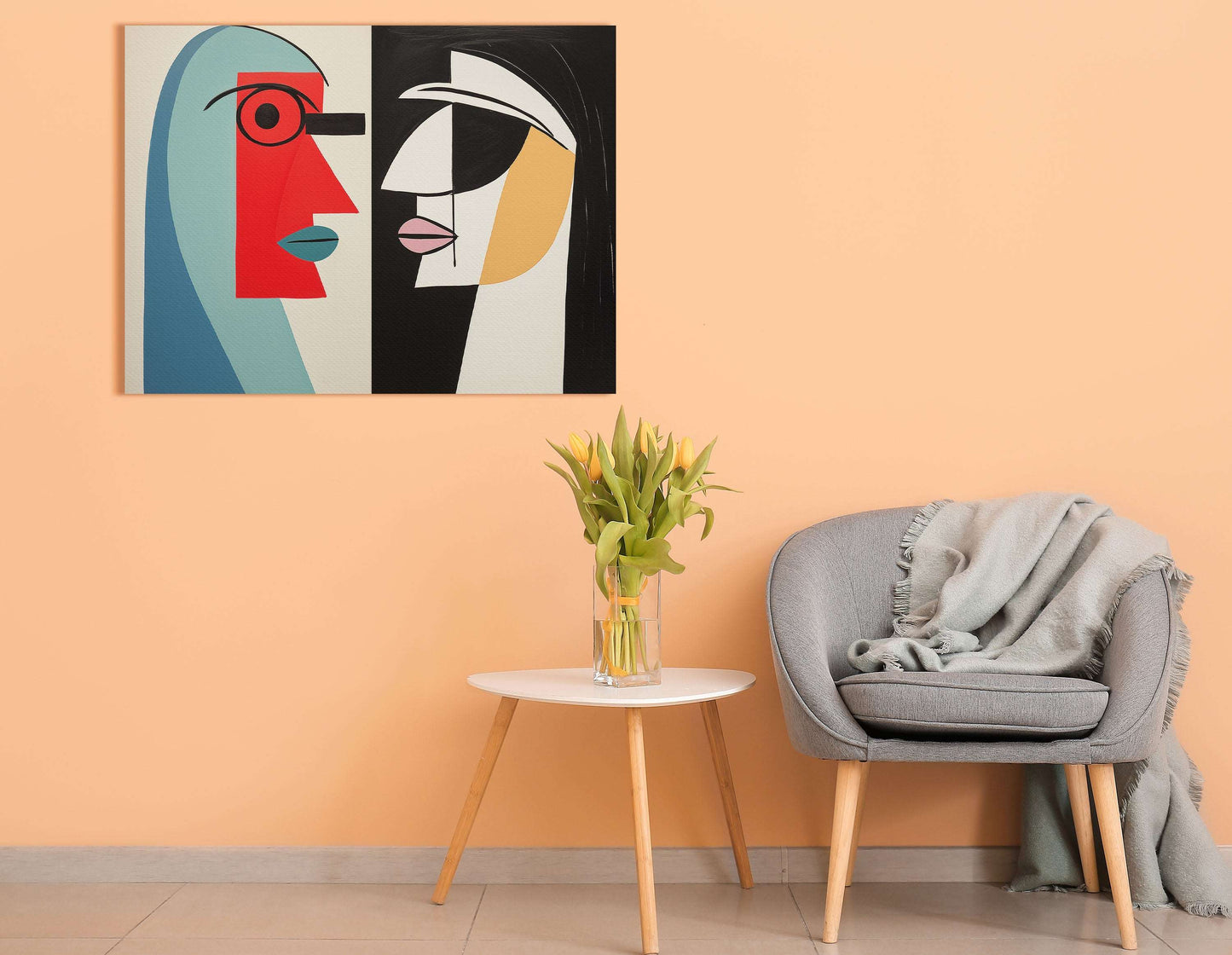 Dual Abstract Face - Canvas Print - Artoholica Ready to Hang Canvas Print