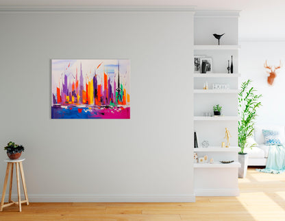 Dubai Skyline in Lively Colors - Canvas Print - Artoholica Ready to Hang Canvas Print