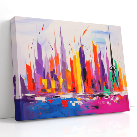 Dubai Skyline in Lively Colors - Canvas Print - Artoholica Ready to Hang Canvas Print