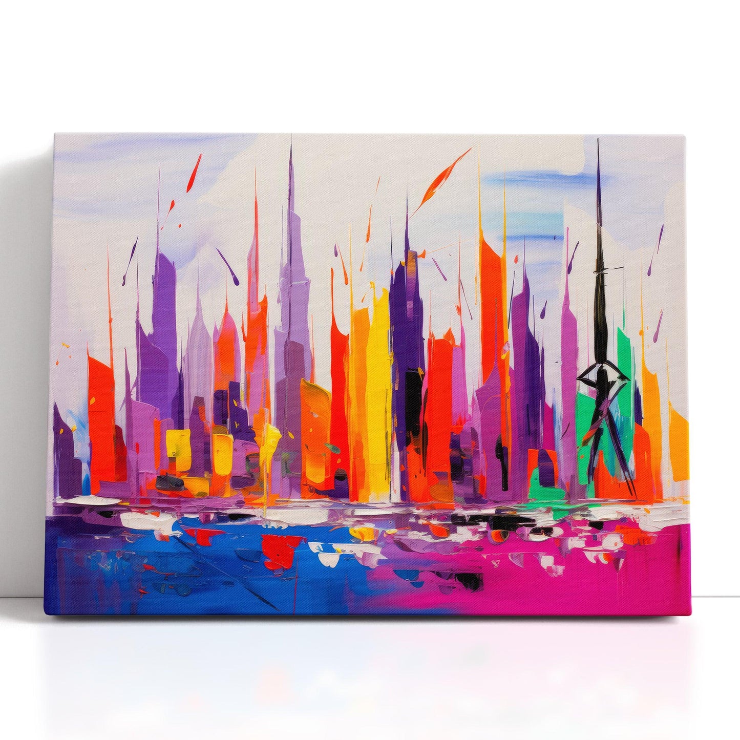 Dubai Skyline in Lively Colors - Canvas Print - Artoholica Ready to Hang Canvas Print