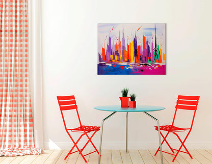 Dubai Skyline in Lively Colors - Canvas Print - Artoholica Ready to Hang Canvas Print