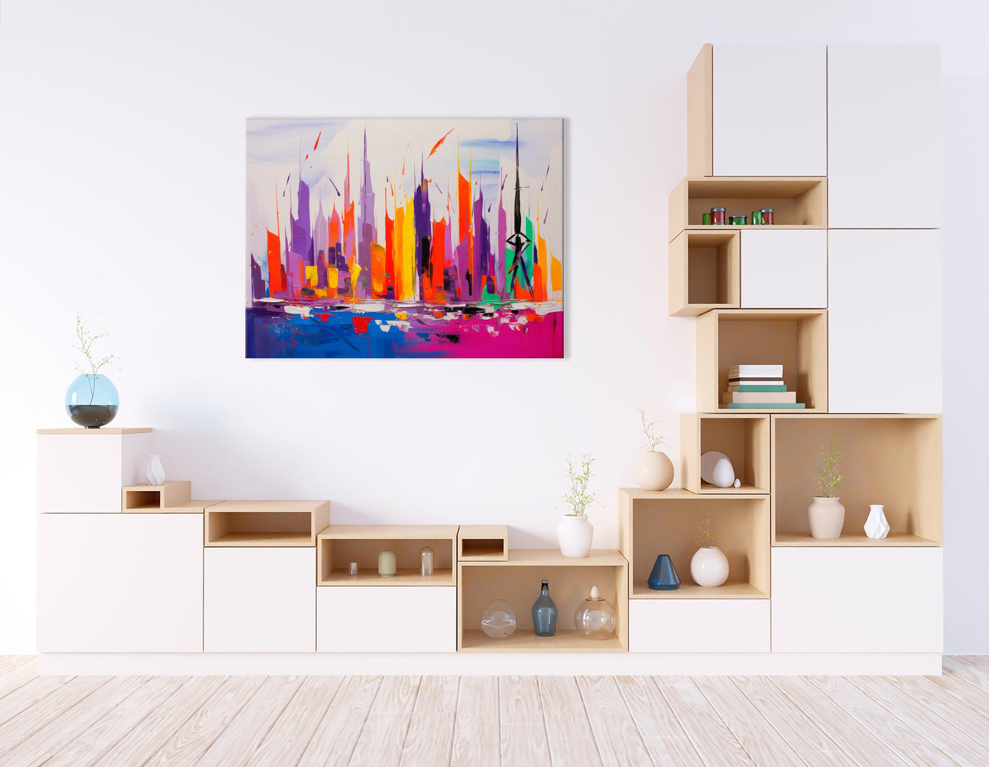 Dubai Skyline in Lively Colors - Canvas Print - Artoholica Ready to Hang Canvas Print