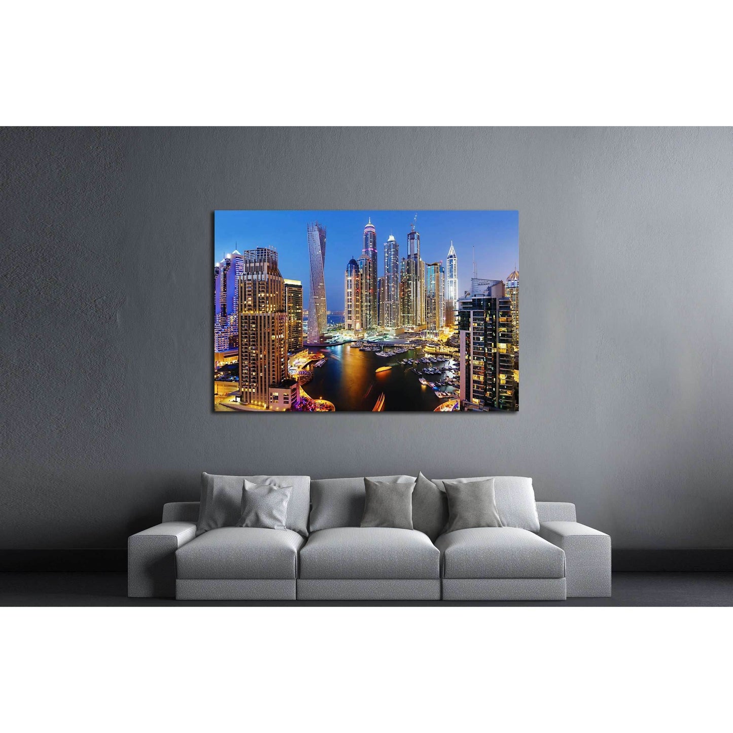 DUBAI, UAE, Dubai Marina at Dusk from the top, Persian Gulf №2265 Ready to Hang Canvas PrintCanvas art arrives ready to hang, with hanging accessories included and no additional framing required. Every canvas print is hand-crafted, made on-demand at our w