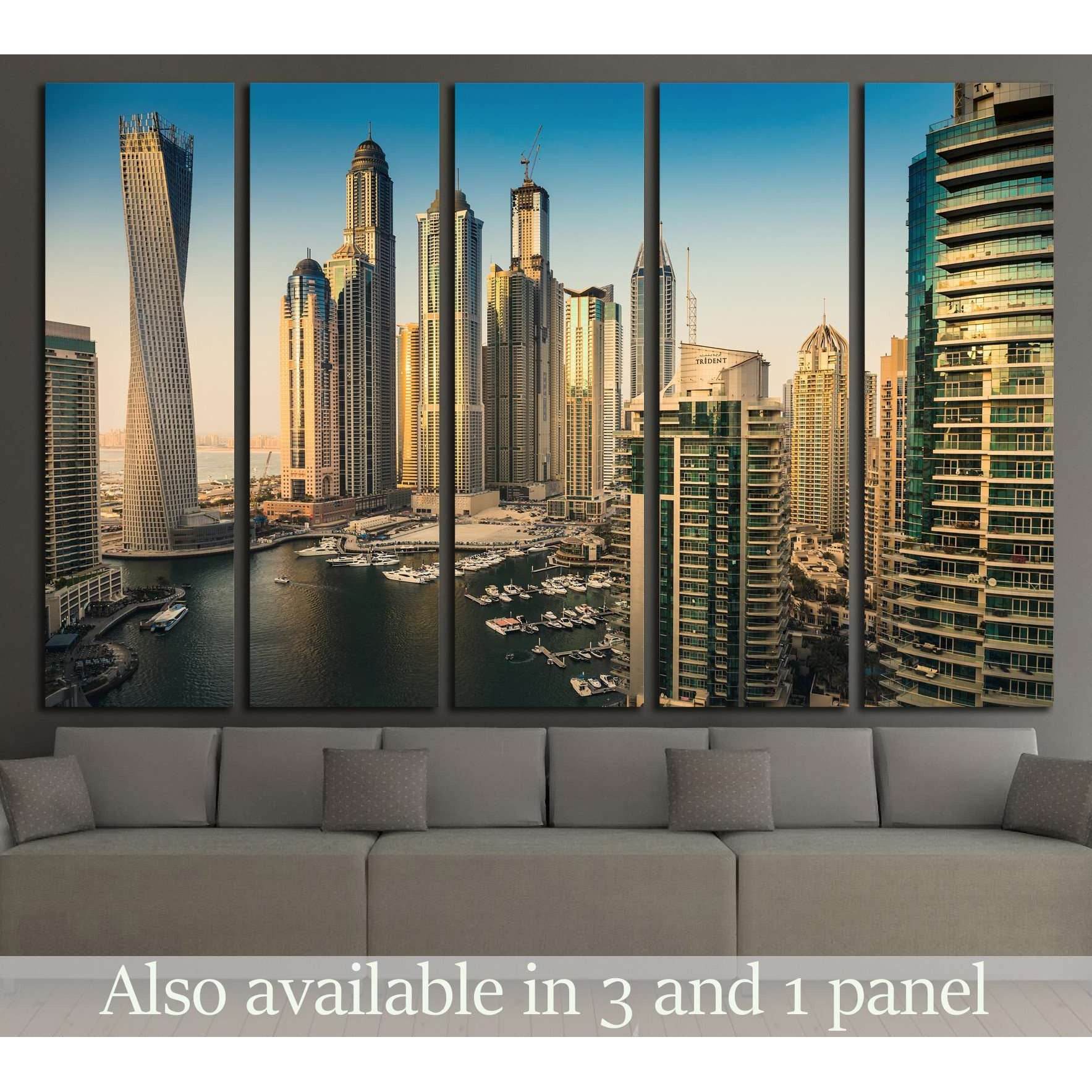 DUBAI, UAE, Dubai Marina at Dusk, Persian Gulf №2313 Ready to Hang Canvas PrintCanvas art arrives ready to hang, with hanging accessories included and no additional framing required. Every canvas print is hand-crafted, made on-demand at our workshop and e