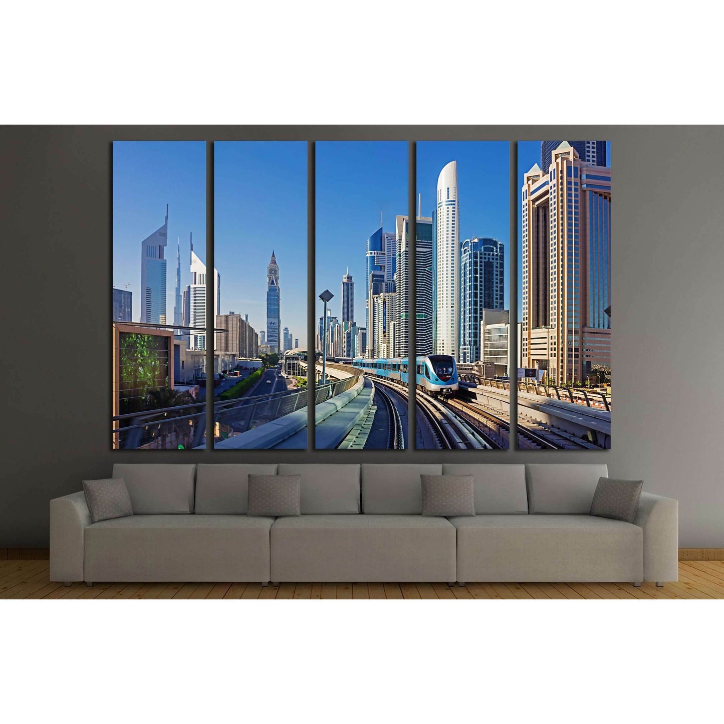 DUBAI, UAE, Dubai Metro as world's longest fully automated metro network №2262 Ready to Hang Canvas PrintCanvas art arrives ready to hang, with hanging accessories included and no additional framing required. Every canvas print is hand-crafted, made on-de