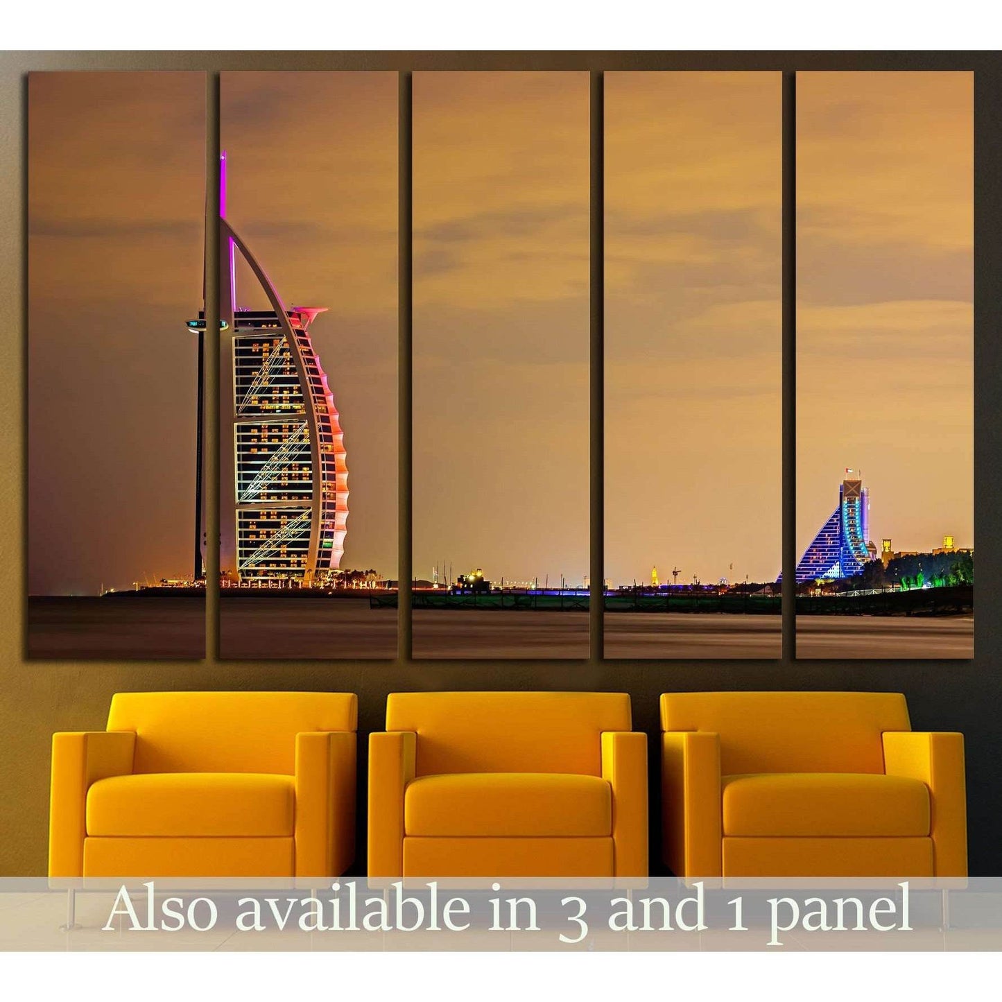 DUBAI, UAE Night view of Burj Al Arab Tower, Arab Sail №2226 Ready to Hang Canvas PrintCanvas art arrives ready to hang, with hanging accessories included and no additional framing required. Every canvas print is hand-crafted, made on-demand at our worksh