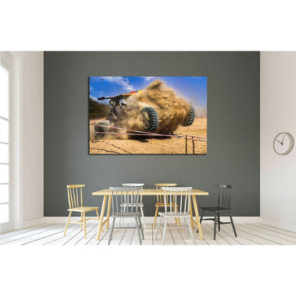 Dust splashed in off-road competition №1875 Ready to Hang Canvas PrintCanvas art arrives ready to hang, with hanging accessories included and no additional framing required. Every canvas print is hand-crafted, made on-demand at our workshop and expertly s