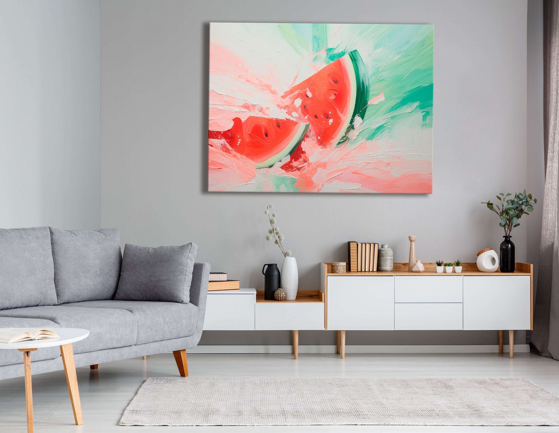 Dynamic and Playful Watermelon Composition - Canvas Print - Artoholica Ready to Hang Canvas Print