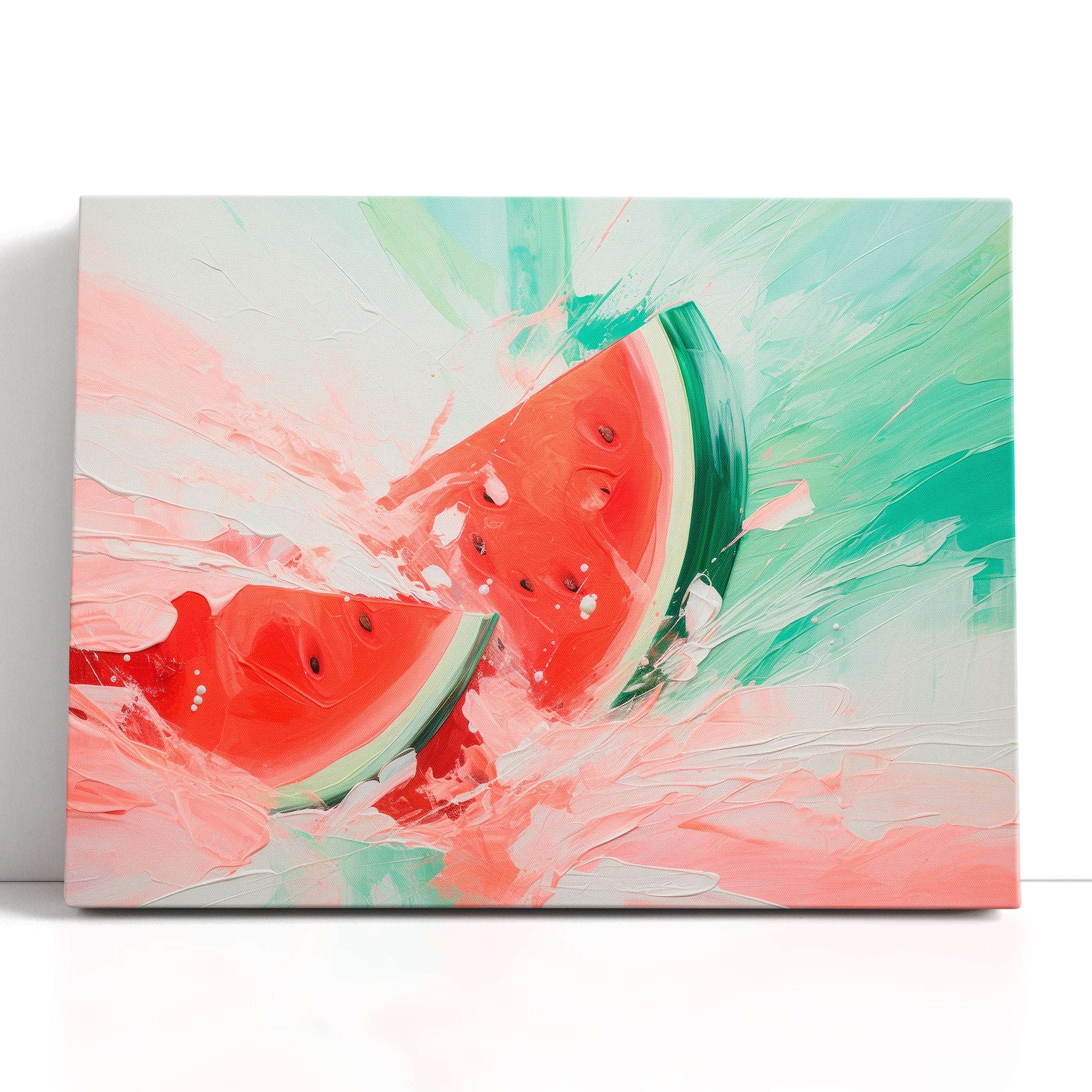 Dynamic and Playful Watermelon Composition - Canvas Print - Artoholica Ready to Hang Canvas Print