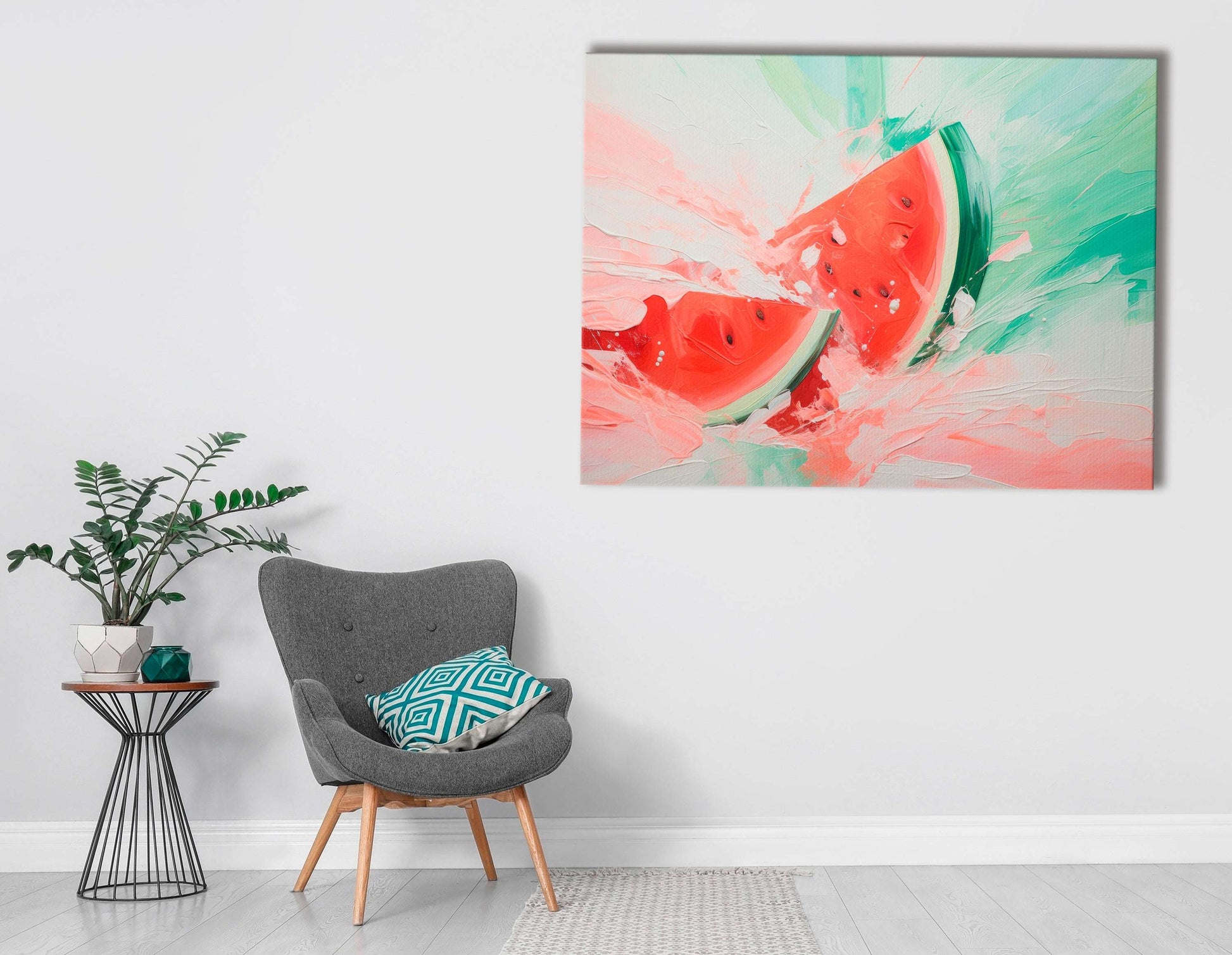 Dynamic and Playful Watermelon Composition - Canvas Print - Artoholica Ready to Hang Canvas Print