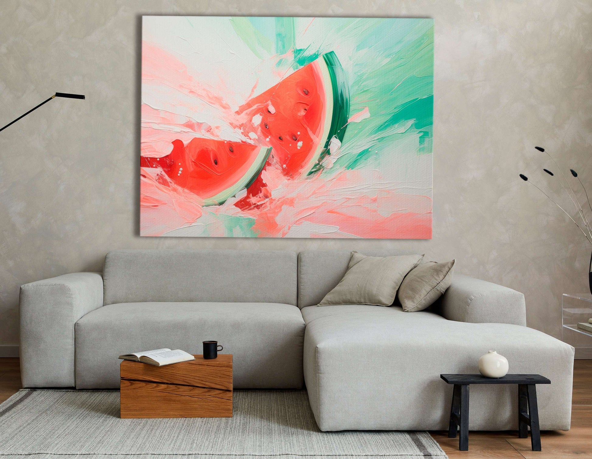 Dynamic and Playful Watermelon Composition - Canvas Print - Artoholica Ready to Hang Canvas Print