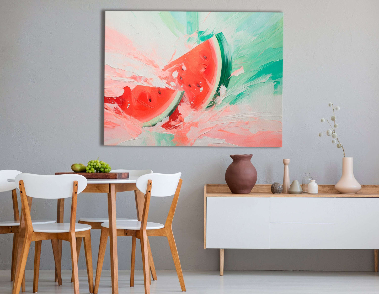 Dynamic and Playful Watermelon Composition - Canvas Print - Artoholica Ready to Hang Canvas Print