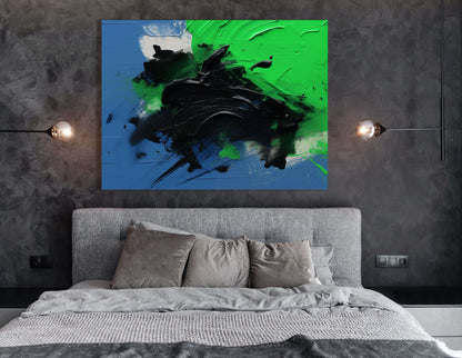 Dynamic Green, Blue, and Black Abstract - Canvas Print - Artoholica Ready to Hang Canvas Print