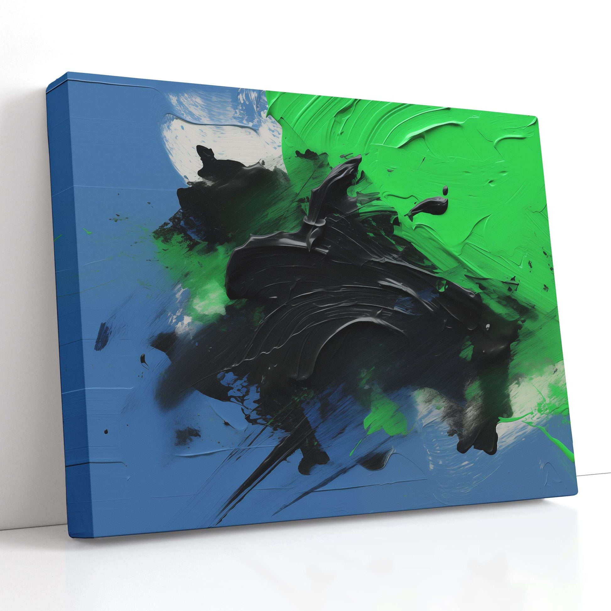 Dynamic Green, Blue, and Black Abstract - Canvas Print - Artoholica Ready to Hang Canvas Print