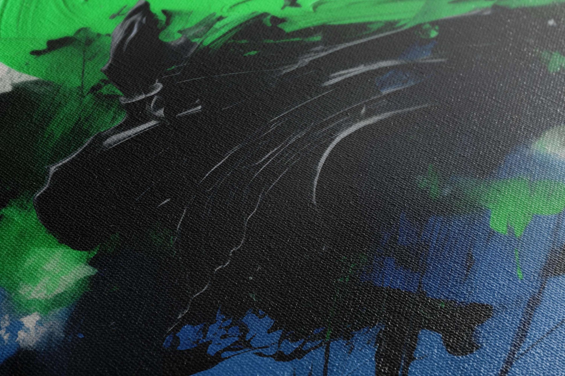 Dynamic Green, Blue, and Black Abstract - Canvas Print - Artoholica Ready to Hang Canvas Print