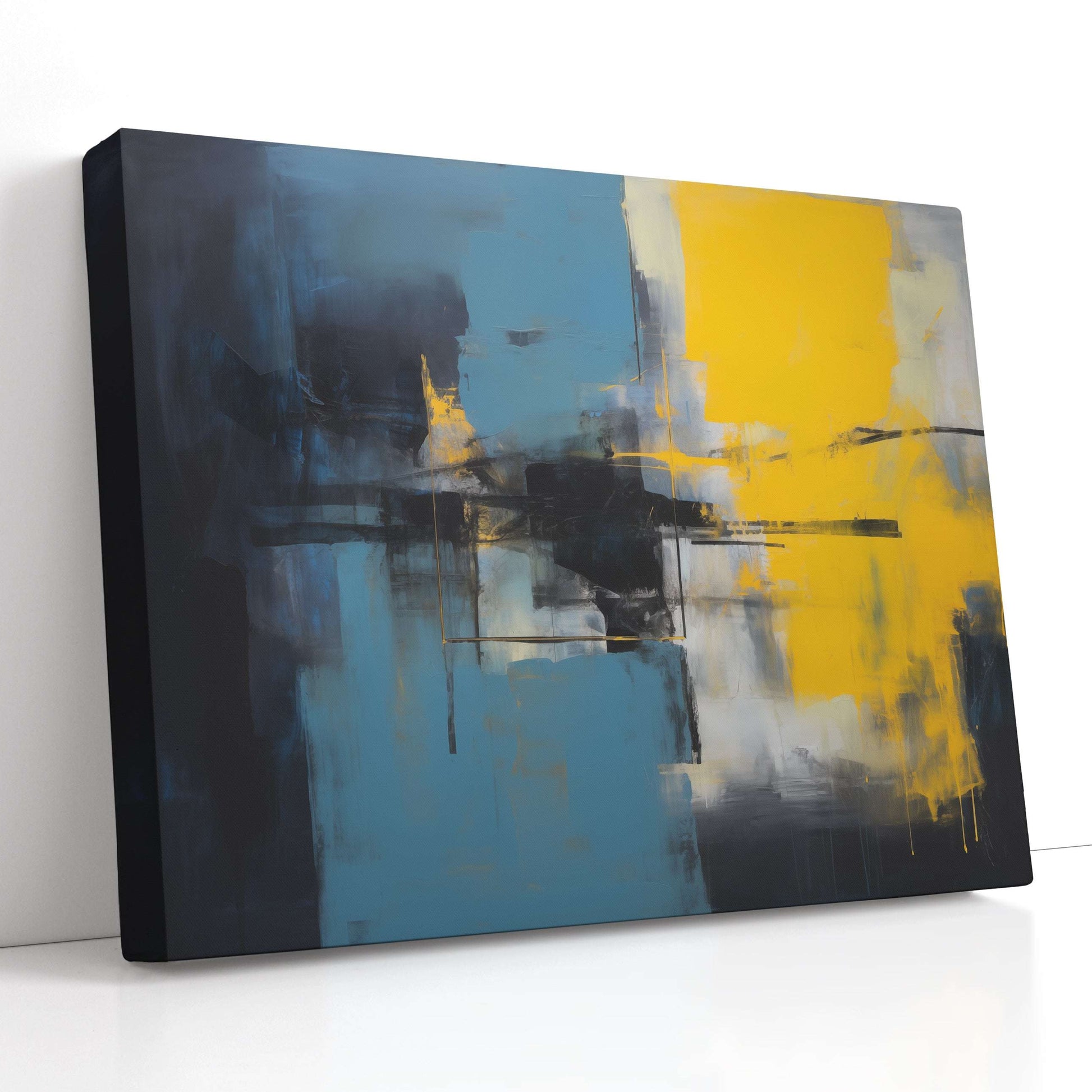 Dynamic Yellow and Blue Abstract - Canvas Print - Artoholica Ready to Hang Canvas Print